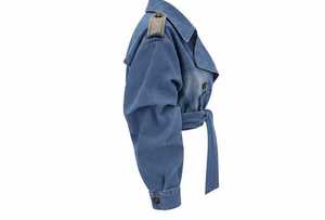 เสื้อแจ็คเก็ตยีนส์ผู้หญิงแขนยาวคอปกพับได้ - Product Image 4