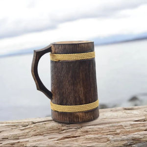 Handmade Eco-Friendly Mango Wood Beer Mug Dark Natural Wooden Tankard Unique Design American Style Dishwasher Safe <b>Camping</b> <b>Cup</b> - Product Image 3