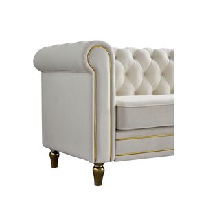 Divano Chesterfield in Velluto Beige da 84,65 Pollici per Soggiorno - Product Image 5