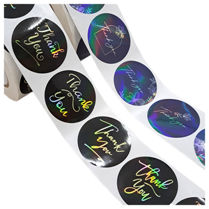 Rouleaux d'autocollants de remerciement personnalisés en gros Autocollant holographique laser étanche pour enveloppe d'artisanat - Product Image 2