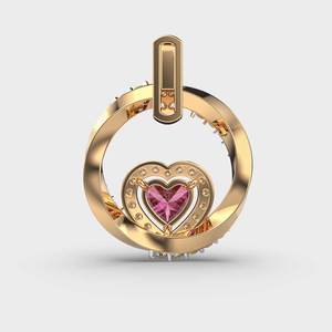 Collier pendentif en saphir rose taille cœur romantique, plaqué or 18 carats, halo de diamants, bijoux pour femme, chaîne serpent - Product Image 4