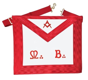 Master Apron MB Square & Compasses AASR Scotish Rite Apron Professional Machine Embroidery Lace Safety Pin Premium - Product Image 5