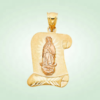 Pendentif personnalisable en alliage plaqué or 24 carats avec breloque chrétienne Vierge Marie, bijoux avec logo personnalisé, emballage classique pour enfants