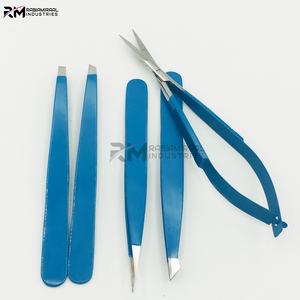 Pinzas para Cejas de Acero Inoxidable RM con Recubrimiento en Polvo Azul Personalizado y Punta Plateada / Set de Tijeras de Precisión - Product Image 5