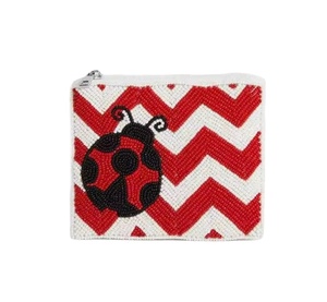 Custom Embroidered <b>Red</b> Green Seed Beads and Sequins Christmas Coin <b>Purse</b> with Zipper Closure Personalized Beaded Pouch - Product Image 1