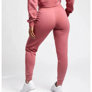Women's Pink High Waist Skinny Joggers Full Length Elastic Waist Casual Autumn Style Knitted Cotton <b>Spandex</b> <b>Pants</b> Loose fit - Product Image 1