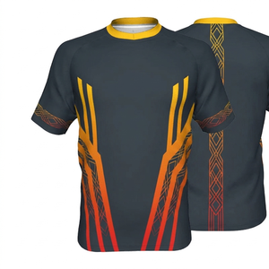 Maillot de football personnalisé pour homme, sublimation, logo d'équipe, 38, noir, bleu, blanc, col rond, manches courtes, coupe athlétique, toutes saisons - Product Image 4