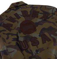 Veste en cuir Avirex personnalisée 100% haute qualité, unisexe, coupe ajustée, col rabattu, motif imperméable sur le devant, écologique, camouflage Avirex