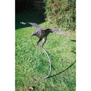 Sculpture décorative en bronze d'aigle avec support pour montage au sol, pour jardin et ferme - Product Image 1