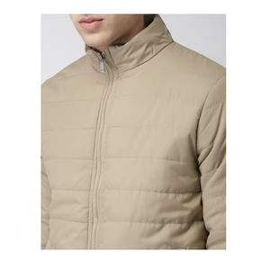 Veste matelassée légère pour homme, couleur beige kaki, col montant, fermeture éclair, manteau d'hiver, fabrication OEM, vêtements d'extérieur décontractés de qualité supérieure - Product Image 5