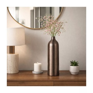 Jarrón de Latón con Forma de Pluma Dorada Clásica Negra, 29 cm de Altura, Decoración de Mesa Hecha a Mano, Estilo Bohemio - Product Image 4