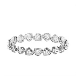Hearts Shape Diamond Tennis <b>Bracelet</b> Minimalist Gold Stackable <b>Bracelet</b> Romantic Anniversary Gift for Wife for Parties - Product Image 2