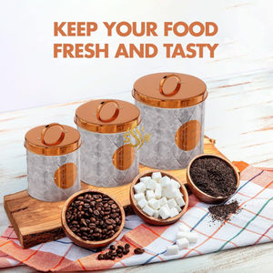 Juego de 3 Recipientes Metálicos Galvanizados para Cocina, Recipientes para Té, Azúcar y Café, Recipientes de Almacenamiento de Alimentos con Asa - Product Image 4