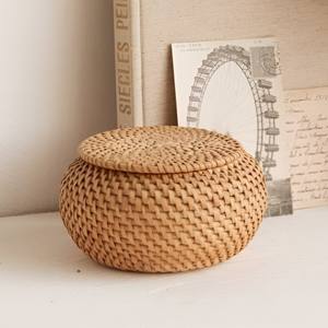 Accesorios de almacenamiento para cocina, contenedores de ratán natural, cajas trenzadas con tapa, al precio más bajo. - Product Image 1