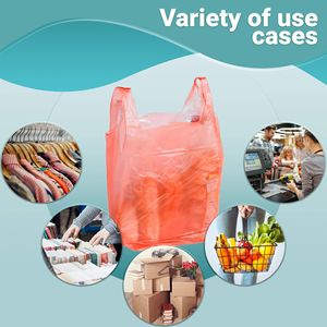 ถุงใส่เสื้อยืดสีส้มแพ็ค1000แบบบางเฉียบถุงโพลีเอทิลีนทึบแสงหนา0.65มิลสำหรับซื้อของชำ - Product Image 3