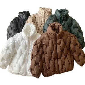 Parkas épaisses pour hommes, vestes de luxe à tissage carré et col haut, veste d'échauffement, vêtements décontractés, veste chaude surdimensionnée, doudoune - Product Image 1