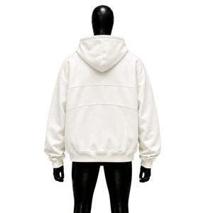 เสื้อฮู้ดโอเวอร์ไซส์สีขาวเรียบง่ายสำหรับผู้ชาย เสื้อสเวตเชิ้ตมีฮู้ดทรงโอเวอร์ไซส์ สีพื้น ผ้าฝ้ายเฟรนช์เทอร์รี่ สวมใส่สบายๆ ในฤดูใบไม้ร่วง - Product Image 2