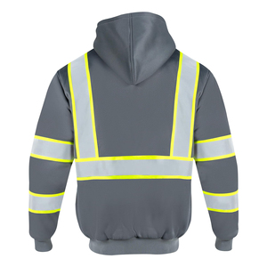 Breathable Reflective Safety Jacket High Vis Reflective Striping <b>Construction</b> Site Workwear Lightweight Zip Up Utility Safety - Product Image 2