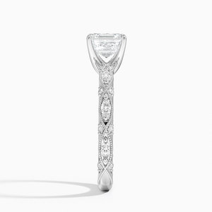 Bague BOJ 0151 en argent 925, taille Asscher, sertie de griffes, solitaire, avec moissanite 2 carats couleur D VVS1, certifiée GRA, prix bas - Product Image 3