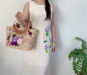 Bolso de Mano Elegante para Mujer, Colección Vintage May Tre LTL 2025, Hecho a Mano con Jacinto de Agua, Forro de Algodón Natural Ecológico, Dos Compartimentos - Product Image 5