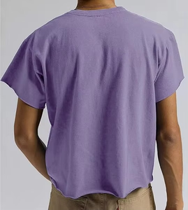 Camiseta de Algodón Morada para Hombre, de Alta Calidad, Estilo Casual, Holgada, Cuello Redondo, Manga Corta, para Verano - Product Image 4