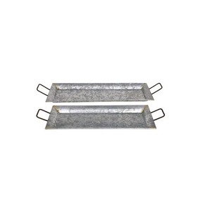 Plateau décoratif ovale en métal galvanisé avec poignées en corde, style industriel, plateau de service pour la décoration de la maison - Product Image 2