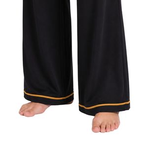Ensemble de détente pour femme Mustard And Black, comprenant un cardigan court à manches longues en maille douce boutonné et un pantalon de pyjama à jambes larges, vêtements de nuit - Product Image 3