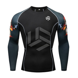 เสื้อแขนยาวรัดรูปแห้งเร็วสำหรับผู้ชาย เสื้อออกกำลังกาย ยืดหยุ่น กระชับรูปร่าง เสื้อกีฬา เสื้อฟิตเนส เสื้อรัดกล้ามเนื้อผู้ชาย ป้องกันการระคายเคือง - Product Image 1