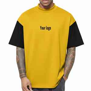 Camiseta de Alta Calidad Ecológica de 180 g/m², 100% Algodón, con Logotipo Impreso Digital Personalizado, de Dos Tonos, Corte Holgado, Transpirable, Estilo Hip Hop - Product Image 1