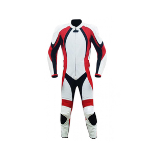 Traje de Motociclismo de Cuero para Hombre, Manga Larga, Color Blanco, Rojo y Negro, Cortavientos, para Todas las Estaciones - Product Image 1