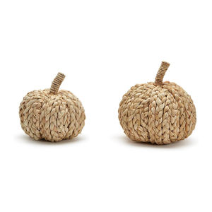 Decoración de Calabaza de Jacinto de Agua Hecha a Mano para Interiores, Decoración de Halloween, Calabazas Tejidas Naturalmente, Juego de Dos - Product Image 2