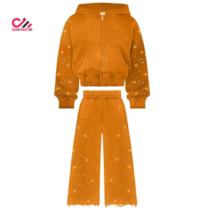 Conjunto Deportivo de Dos Piezas para Hombre, con Capucha, Diseño Sólido con Pedrería, 100% Algodón, Transpirable, Ligero y de Secado Rápido - Product Image 5