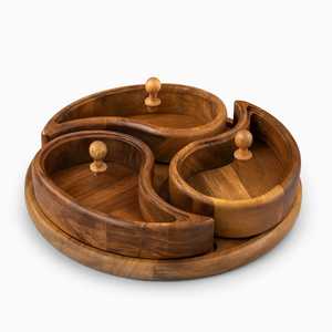 Premium Quality Acacia Wood Metal Handcrafted Spice <b>Box</b> <b>Masala</b> Dabba Acrylic Lid 3 Compartments Leak Proof Food Grade - Product Image 1