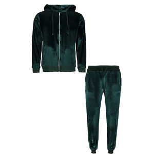 Vêtements de sport en velours moderne pour hommes, veste à col zippé, pantalon de jogging slim, tenue de sport d'hiver - Product Image 3