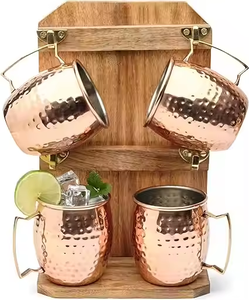 Ensemble de tasses en cuivre martelé avec poignée, tasses réutilisables pour cocktails, jus, mocktails, bar à domicile, restaurant, service de fête - Product Image 6