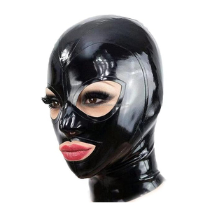 Cagoule intégrale professionnelle en latex noir brillant, sexy, pour clubbing, fête, déguisement, cosplay, ajustement réglable, durable - Product Image 1
