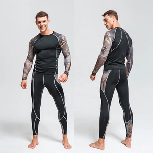 Traje de Compresión Completo para Hombre, Diseño Deportivo de Secado Rápido, Estampado Digital de Leopardo, Spandex/Poliéster, Cuello Redondo, Manga Larga, para Fitness - Product Image 3