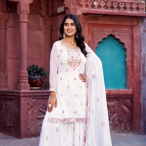 Salwar Kameez indien cousu en viscose pure, imprimé en faux georgette, séchage rapide, décontracté, tendance pour femmes, ensemble de fête - Product Image 1