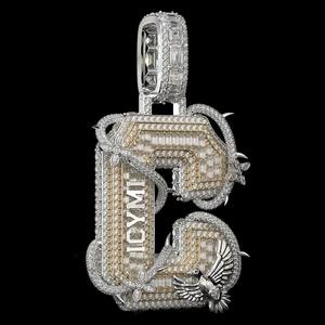 Customized <b>Initial</b> A-Z Letter Moissanite Charm <b>Pendant</b> 925 Sterling <b>Silver</b> Hip Hop Jewelry Passes Diamond Tester VVS Iced Claw - Product Image 3