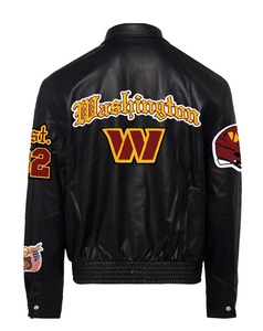 Veste en cuir pleine fleur Old English des Washington Commanders, noire - Product Image 2