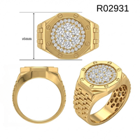 Bague pour homme en or blanc 18 carats de qualité supérieure, motif octogonal pavé, avec grappe de diamants naturels, bijoux hip-hop certifiés IGI