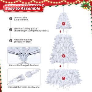 Albero di Natale in PVC da 2,13 m con 1346 rami, 500 luci bianche fredde e 8 modalità di colore automatiche - Product Image 4