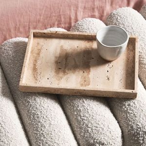 Natural Stone <b>Travertine</b> Marble Serving Tray With Smooth Edges For Safe Food Serving And Stylish <b>Table</b> Decoration Purpose - Product Image 6