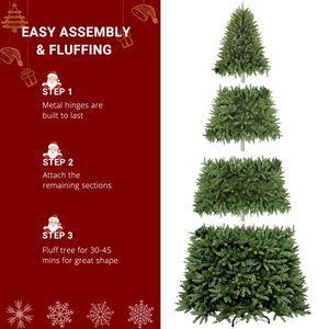 Albero di Natale Realistico Automatico in PVC da 3 Metri, 1200 Luci Colorate Calde, 10 Modalità, Telecomando, 5090 Rami - Product Image 3