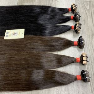 Extensiones de cabello humano vietnamita de alta calidad, superventas, cutícula alineada, marrón oscuro, negro, recto, doble dibujado, onda Natural - Product Image 2
