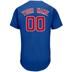 Maillot de baseball personnalisé bleu marine pour homme, manches courtes, boutons sur le devant, impression du nom de l'équipe, polyester respirant, vêtements de sport, coupe régulière pour adulte - Product Image 3