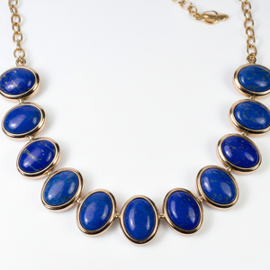 Elegante Collar Ovalado de Lapislázuli Natural, Plata de Ley 925, Chapado en Oro de 18K, 16 Pulgadas, Collar de Piedras Preciosas para Mujer, Regalo para Ella - Product Image 3