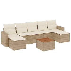 Grand ensemble de canapés de jardin modulaires en rotin PE beige, meubles d'extérieur modulaires confortables - Product Image 2