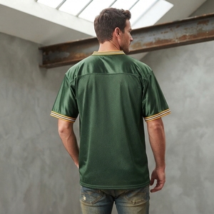 TESSUTO Camiseta de fútbol con cuello en V y estampado digital de rayas verticales azul marino para hombre, con nombre y número personalizados, ropa de equipo - Product Image 3