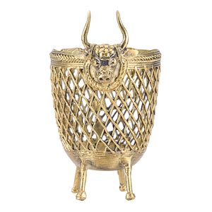 Soporte para bolígrafos de latón Dhokra hecho a mano con diseño de caballo – Organizador de escritorio de arte tribal tradicional, pieza decorativa para el hogar u oficina - Product Image 3
